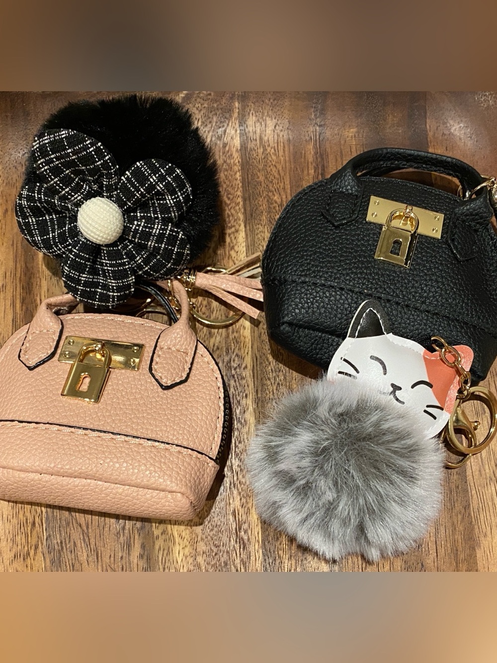 Keychain & Bag Charm Bundle! Resellers Delight! Mini Handbags & Furry Fun! 4 pc